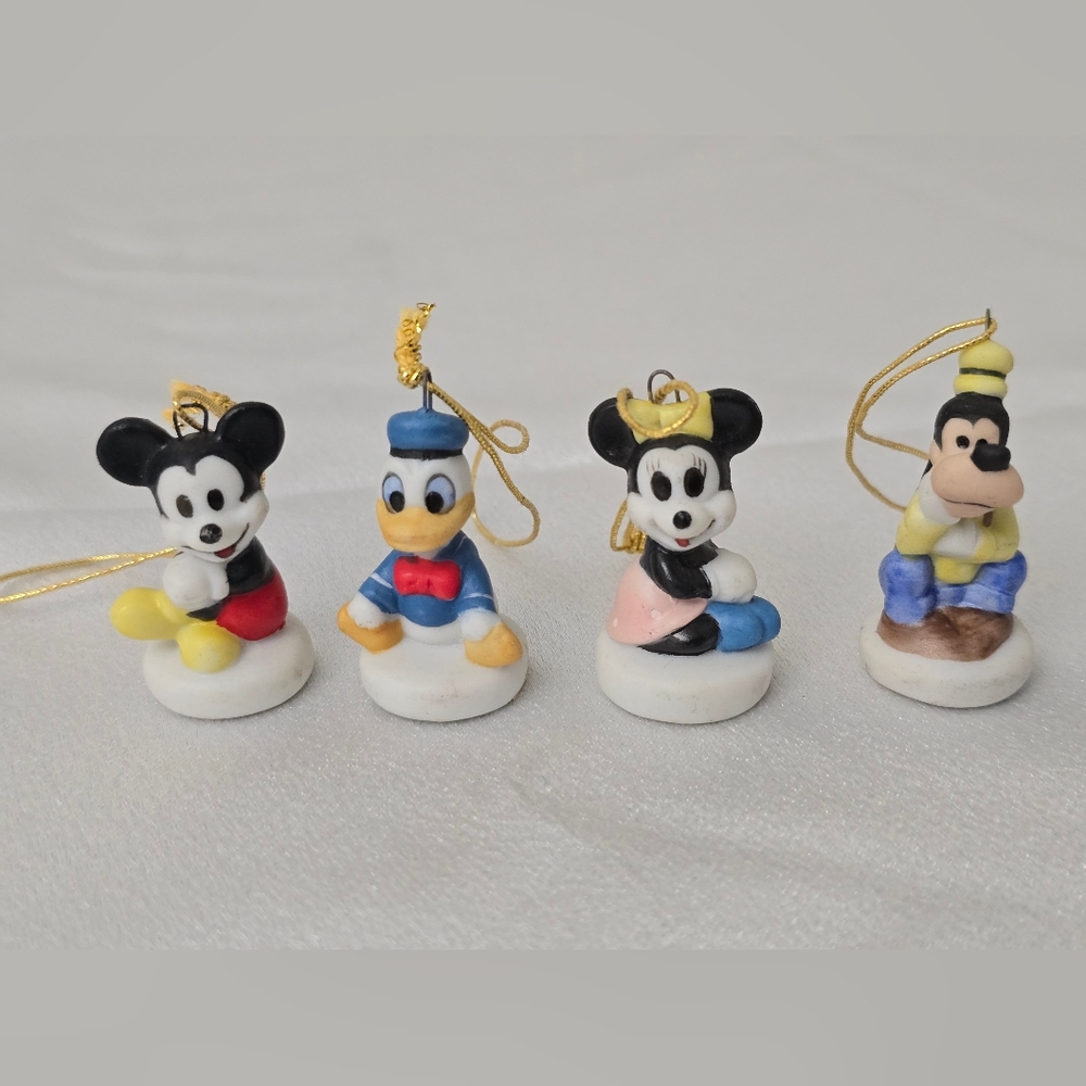 4 Schmid Disney 2" Collectible Ornaments Mickey Minnie Goofy Donald Christmas